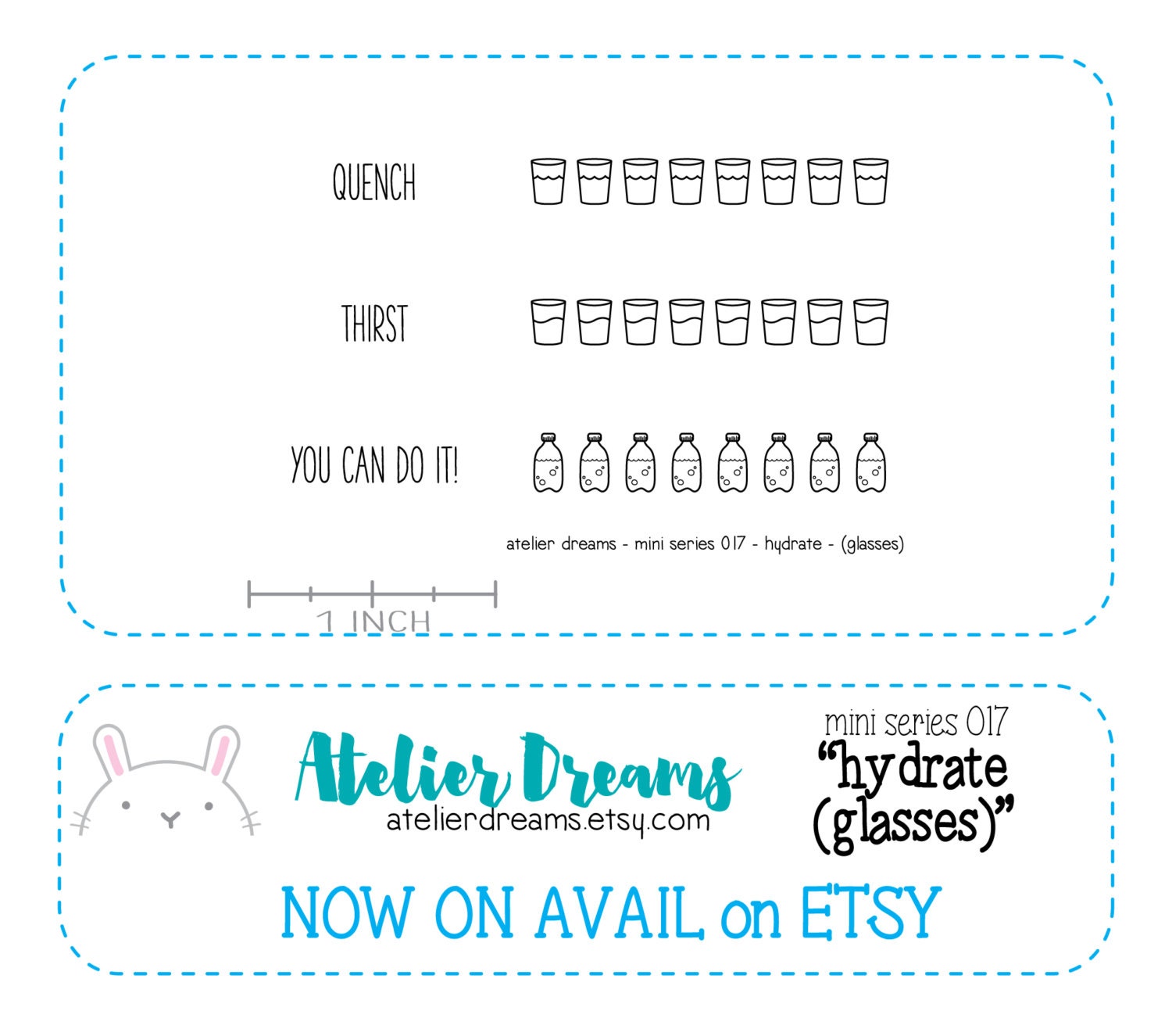 ADM-016 HYDRATE (GLASSES) - Mini - Planner Stamps (Photopolymer Clear…