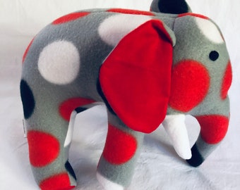 Gray and Red Elephant -  handmade elephant toy - elephant toys - soft elephant - stuffed animal - stuffed toy - holiday toys