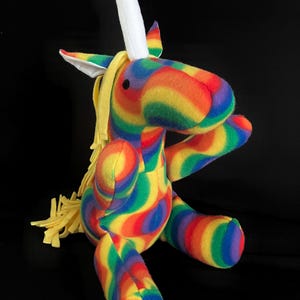 Original Design Rainbow and Yellow Plush Unicorn. Handmade unicorn toy. Soft unicorn. Stuffed animal. Stuffed toy. Holiday toy.