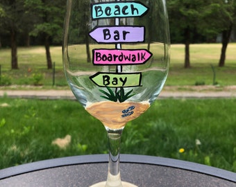 Beach wine glass/Summer wine glass/Beach house wine glass/beach house gift/beach house gifts