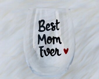 Best Mom Ever hand painted stemless wine glass tumbler /Gifts for Mom/Best Mother Ever glass/Best Mama glass/Best Momma glass/Mothers day