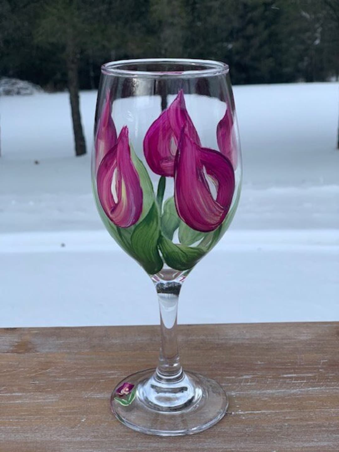 Calla Lily Wine Glass, Spring Flower Wine Glass, Floral Lily Wine Glass
