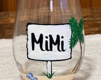 Mimi stemless wine glass/GiGi wine glass/Nana wine glass/Nanny wine glass/Gifts for MiMi GiGi Nana Mom/beach wine glass/summer wine glass
