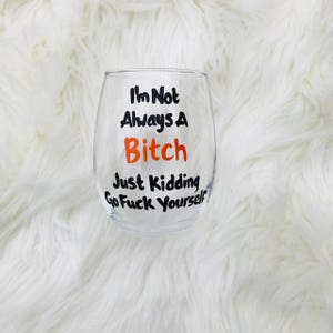 MATURE CONTENT I'm Not Always A Bitch stemless wine glass funny wine sayings funny wine glass sarcastic gifts image 2