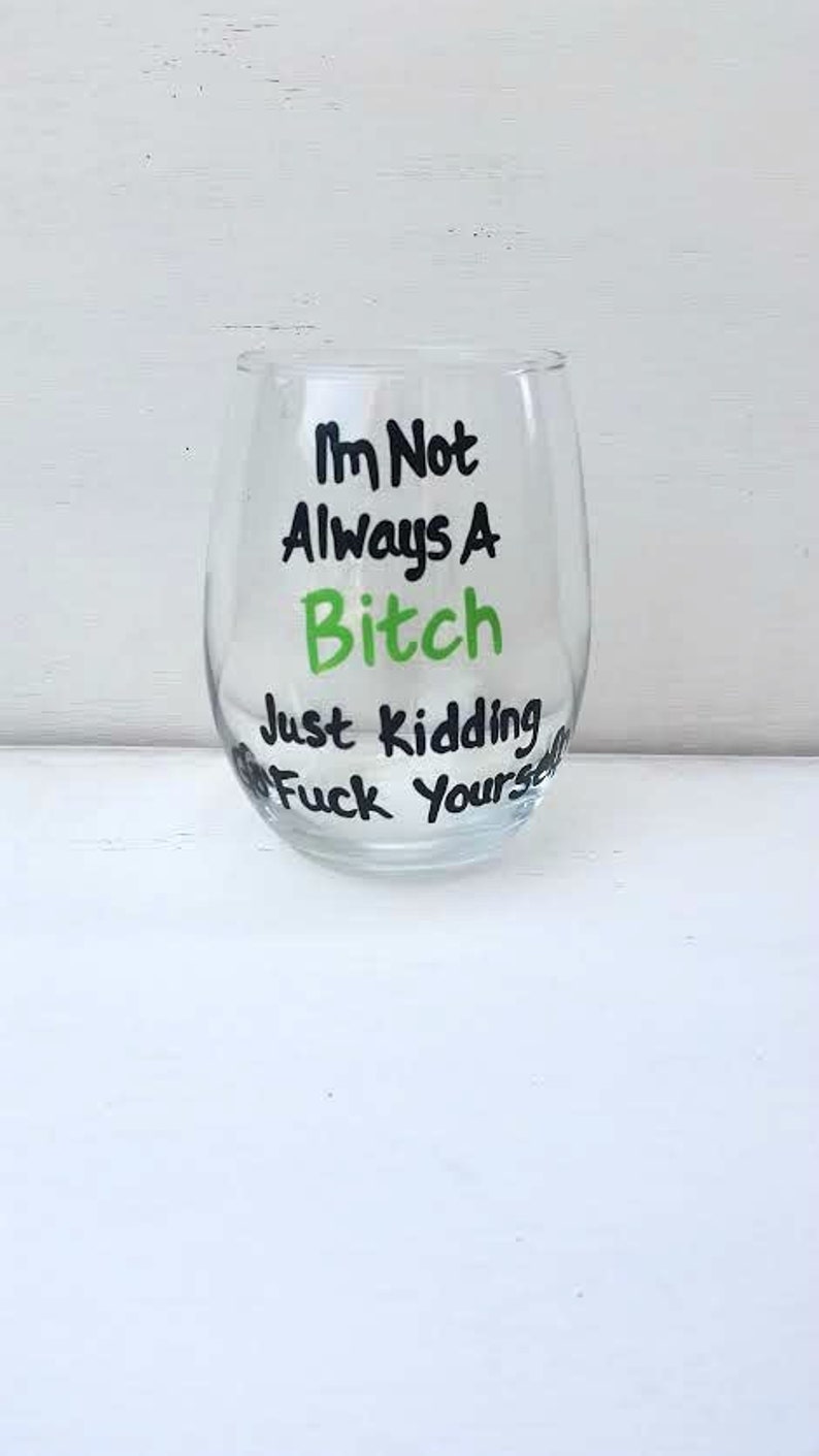 MATURE CONTENT I'm Not Always A Bitch stemless wine glass funny wine sayings funny wine glass sarcastic gifts image 5