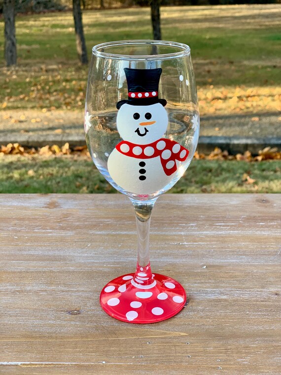 Snowman Hand-painted Wine Glass/winter Wine Glass/christmas Wine Glass/ snowman Gifts/snowman Glasses/snowman Glassware Gift - Etsy Israel
