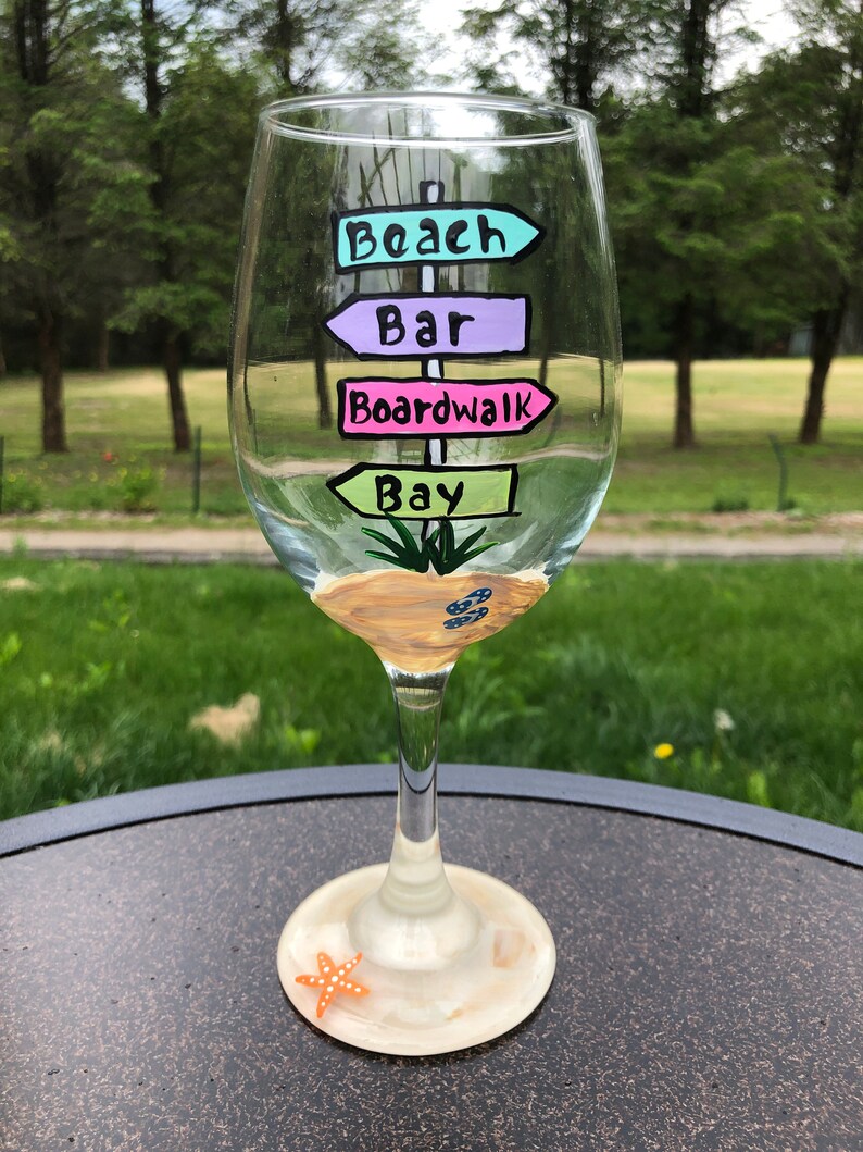 Beach wine glass/Summer wine glass/Beach house wine glass/beach house gift/beach house gifts image 1