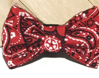Red Black & White Bandana Bow Tie for Male Cat and Dog Collar / Attachable Collar Accessory for Pets