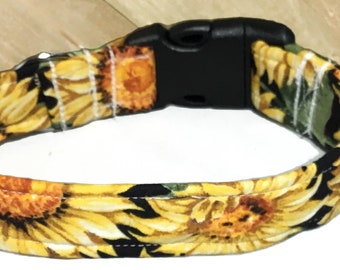 Fall Sunflower Collar with Black Background for Dogs or Cats  / Seasonal Collars/Buckled or Martingale / / Leash Upgrade