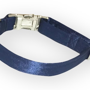 Navy Blue Satin Wedding Collar & Special Events Collar for Dogs and Cats-Buckle, Breakaway, Martingale Available