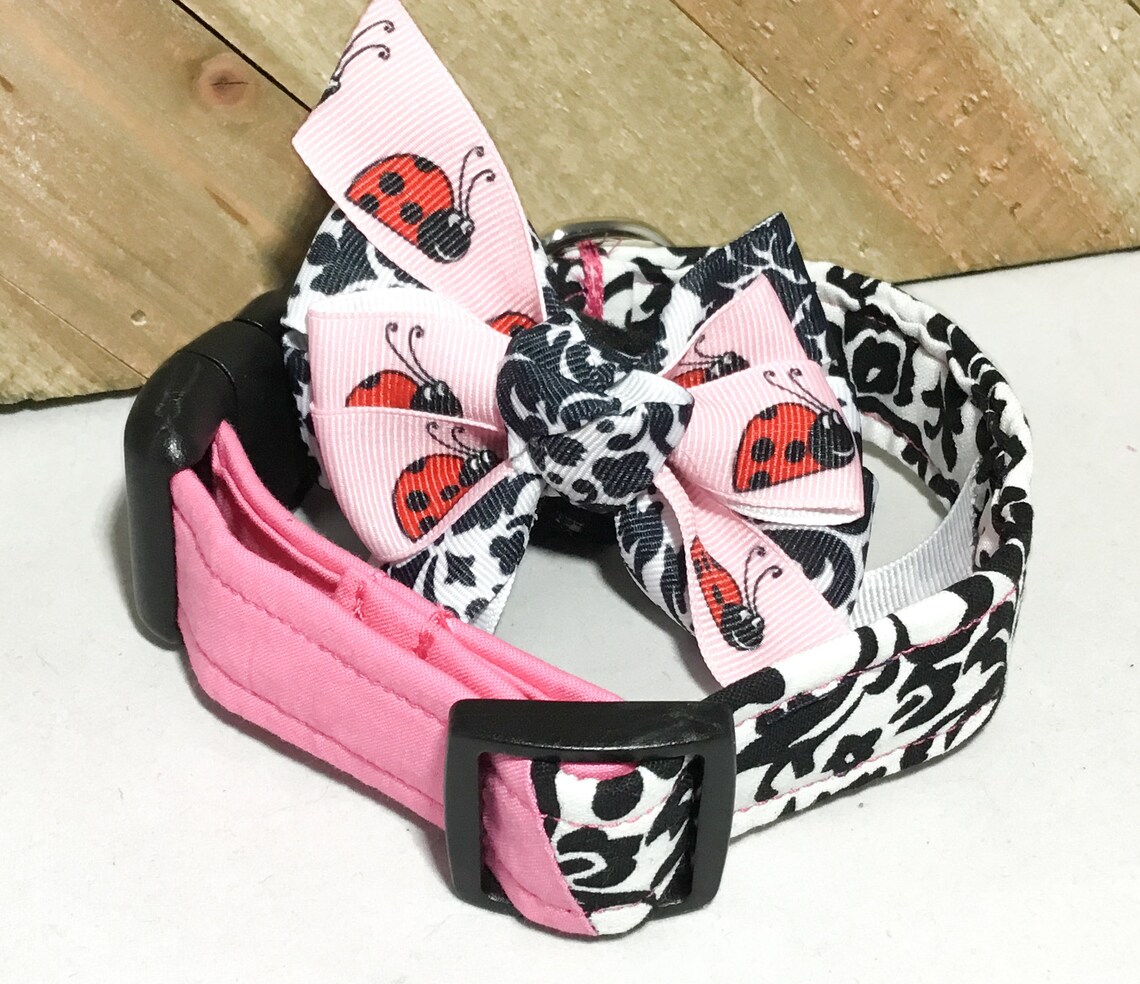 Black White Pink Red Lady Bug Ribbon Bow for Dog or Cat Collar - Etsy