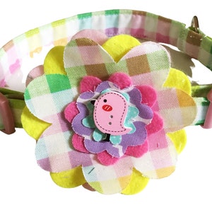 Pastel Plaid Girl Dog or Cat Collar for Spring & Easter with image 4