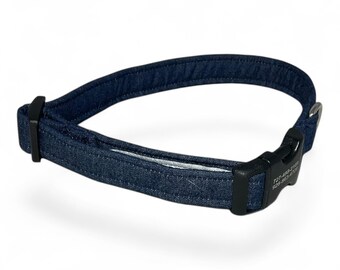 Blue Denim Dog and Cat Collar - Buckle, Breakaway & Martingale Options