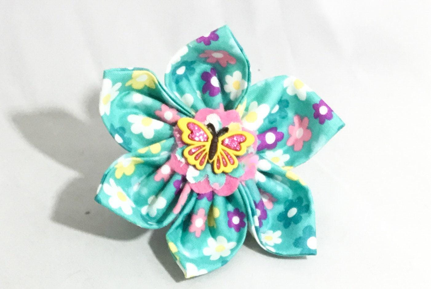 Aqua Floral Collar Flower For Girl Dog Or Cat/Attachable Spring Accessory /xxs-xl