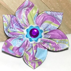 Purple Paisley Attachable Flower for Girl Dog or Cat Collar / XXS XL Flower image 2