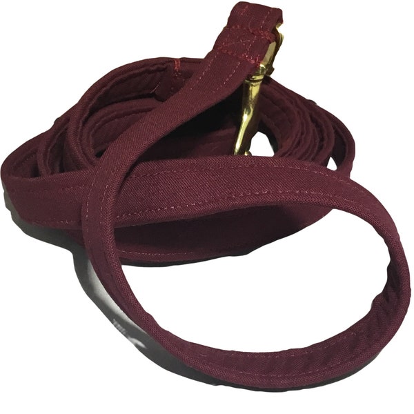 Solid Burgundy Dog Leash with Nickel or Gold Snap Hook, Custom Made Casual or Special Events Dog Lead