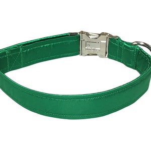 Emerald Green Satin Wedding Collar & Special Events Collar for Dogs and Cats with Black Buckle or