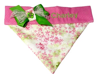 Pink Floral Spring and Summer Bandana for Dogs and Cats
