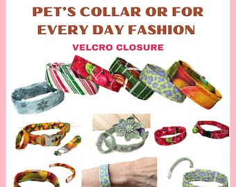 Fashion Fabric Bracelets for Every Day Wear or to Match Dog or Cat’s Collar- Velcro Closure - Gift for Holidays or Special Events