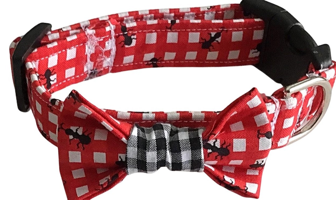 Black Ant Bow Tie Collar for Male Cats and Dogs -red and White Gingham ...