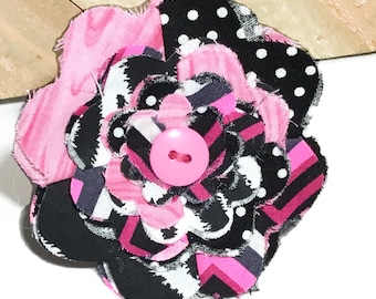 Pink and Black Flower for Dog or Cat Collar