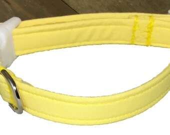 Solid Yellow Adjustable Dog or Cat Collar With White Standard Buckle or Slip On Martingale