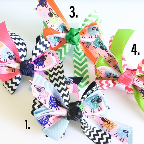 Colorful Chevron 3 Layer Lamb Bow for Any Girl Dog or Cat’s Collar// Choice of Bow //Attachable Pet Collar Accessory