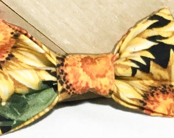 Fall Sunflower Bow Tie for Dog and Cat Collar / Attachable Autumn Bow Tie / XXS to XL Pet Accessory