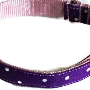Purple Polka Dot Collar With Pink Buckle For Dog or Cat-  Buckle, Breakaway or Slip Martingale Styles