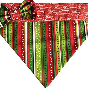 Merry Christmas Dog or Cat Bandana Personalized or Unpersonalized Over the Collar Holiday Scarf image 3