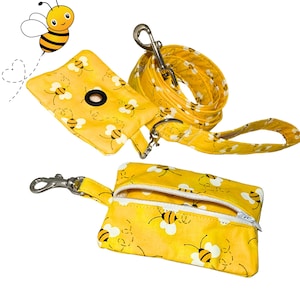 Bumble Bee Dog Leash with Yellow Background & Black Bees - Spring or Summer Leash-  1 Foot to 6 Foot Lengths