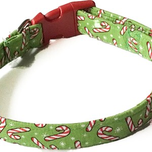 Red and Green Candy Cane Christmas Collar for Dogs and Cats-Buckle, Breakaway, Martingale Available