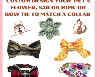 Custom Pet Collar Accessory – Dog Cat Bow Tie, Sailor Bow, Flower