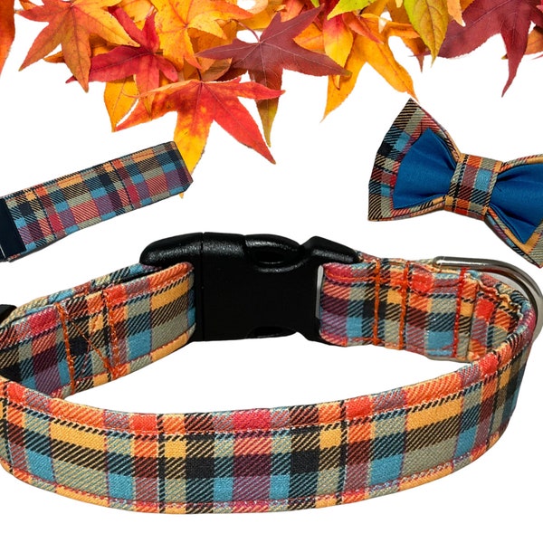 Autumn Plaid Pet Collar - Stylish and Comfortable for Dogs & Cats - Buckled or Slip On Martingale Options - Upgrades are Available