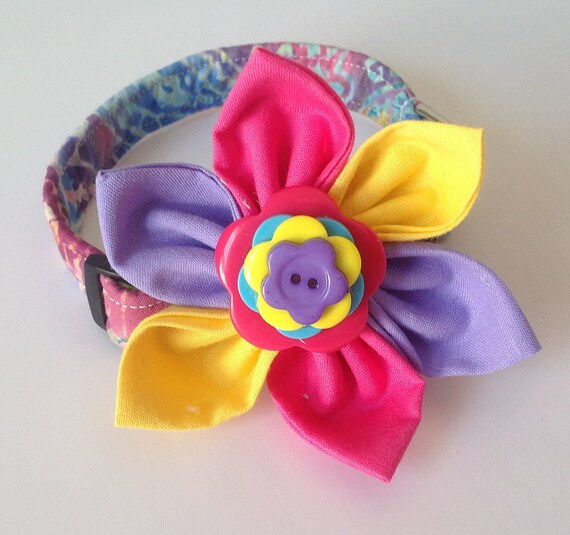 Pink Purple Yellow and Blue Dog & Cat Flower Collar - Etsy