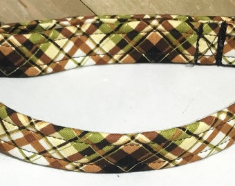 Brown Fall Plaid Collar for Dogs or Cats - Seasonal Pet Accessory - Customized Buckle, Breakaway, Martingale Styles