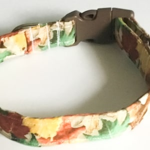 Seasonal Fall Leaves Dog and Cat Collar - Autumn Pet Wear - Handmade- Buckle, Breakaway, Martingale Available