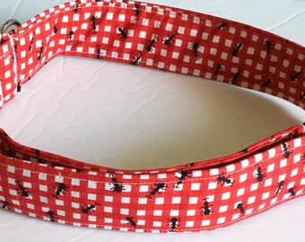 Red and White 1.5”W Picnic Table with Ants Dog Collar // Matching Leash Option // Flower, and Bow tie Options
