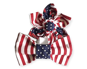 4th of July Pet Collar Bow - Patriotic Stars and Stripes