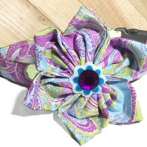 Purple Paisley Attachable Flower for Girl Dog or Cat Collar / XXS XL Flower image 7