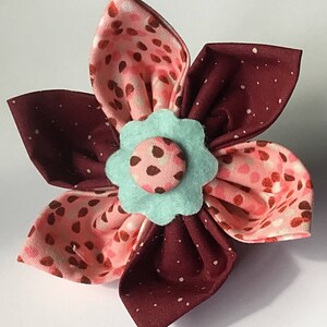 Pink and Red Polka Dot Flower for Girl Dog and Cat Collar