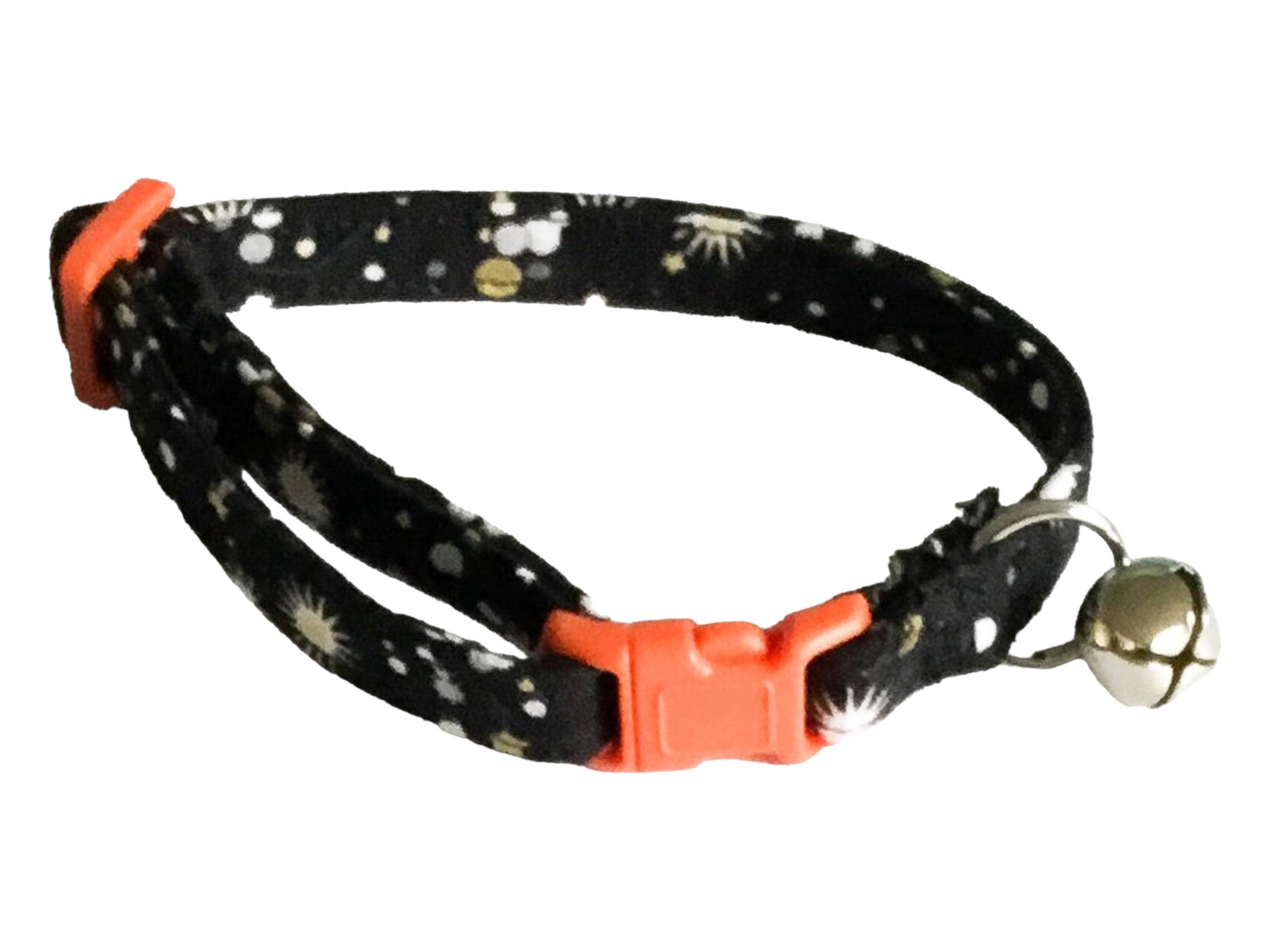 Black Celestial Stars & Planets Cat Collar With Breakaway Buckle Bell/Adjustable Collars Colored Option