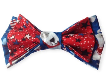 Patriotic Dog Bow Tie – Stars & Dogs 4th of July Fabric