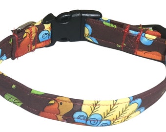 Thanksgiving Turkey Collar for Dogs and Cats with Brown Buckle - Available Matching Accessories-Buckle, Breakaway, Martingale Available