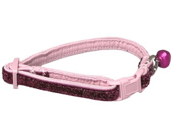 Sparkling Pink Breakaway Collar for Female Cats with Bell //Pink Diva Cat Collar // Matching Flower Option // Buckle Color Option