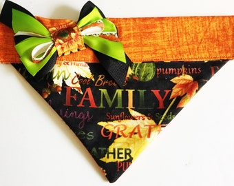 Over Collar Fall & Thanksgiving Dog or Cat Bandana With Side Bow