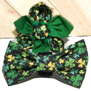 St. Patrick's Day Shamrock Collar with Bow Tie or Flower for Dogs and Cats / Buckle or Martingale/ Metal Buckle Upgrade / Leash Upgrade image 4