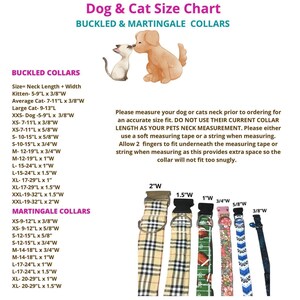 a dog and cat size chart for collars