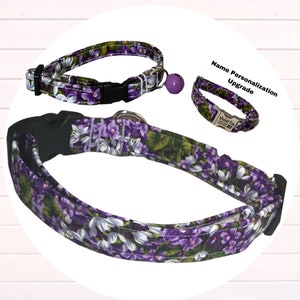 Purple & Green Floral Collar for Dog and Cats - Lilac Collars - Buckled, Breakaway Styles - Multiple Buckle Color Options