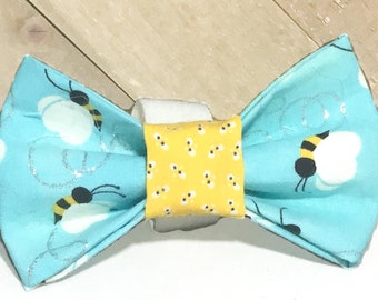 Yellow & Blue Bumble Bee Bow Tie for Male Cat and Dog